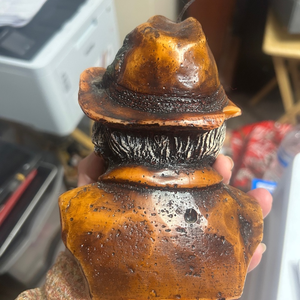 Vintage Black Forest Hunter Head Figural Wax Candle Bavarian Woodsman Pipe 70’s - Picture 3 of 5